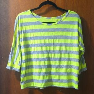 Lime Green & Gray striped top